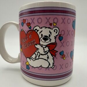 Vtg 80s 90s Retro Valentines‎ Day Teddy Bear Hearts Coffee Mug Alike Enesco NIB